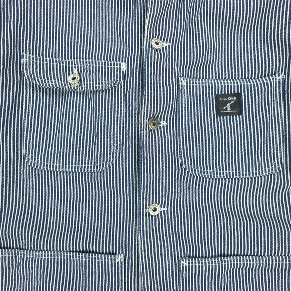 L.C. KING Hickory Stripe Chore Coat Shirt Jacket Railroad Stripe 90s Y2k Indie